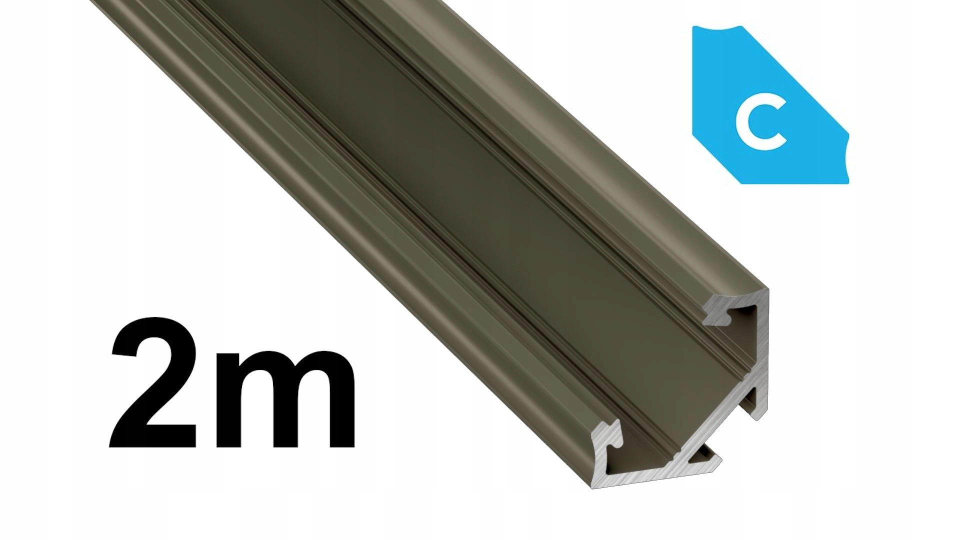 PROFIL ALUMINIOWY C NAROŻNY 2m DO TAŚM LED BRĄZOWY