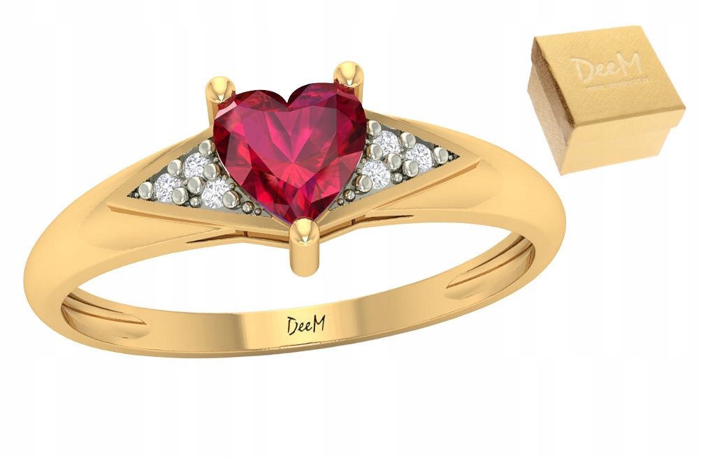 

Złoty Pierścionek Zaręczynowy Serce Rubin Pr. 585