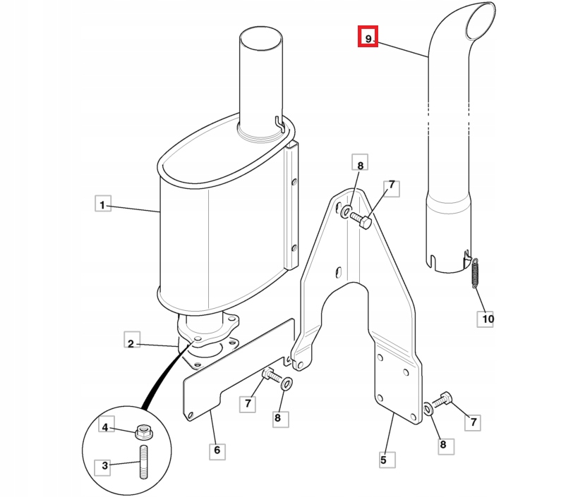 KOMIN RURA TŁUMIKA JCB 3CX 4CX 128/C1230 Numer katalogowy części 128/C1230  /  128C1230