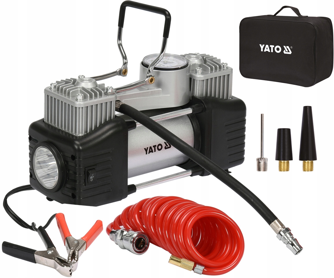 AUTOKOMPRESOR YATO S MANOMETREM 12V ČERPADLO KOMPRESOR 250W LED LAMPA Kód výrobce YT-73462