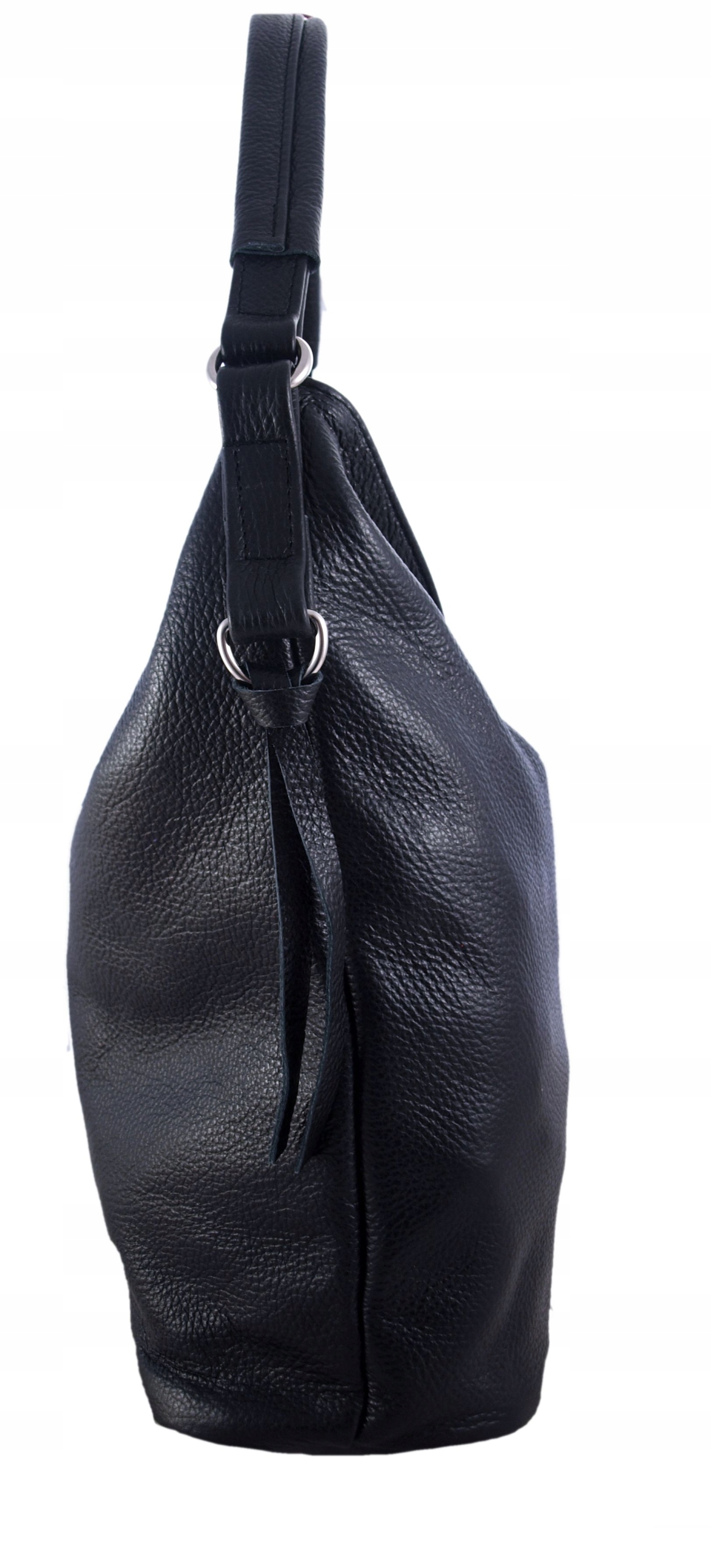 SKÓRZANA TOREBKA WOREK LISTONOSZKA CZARNA SKÓRA Styl miejski