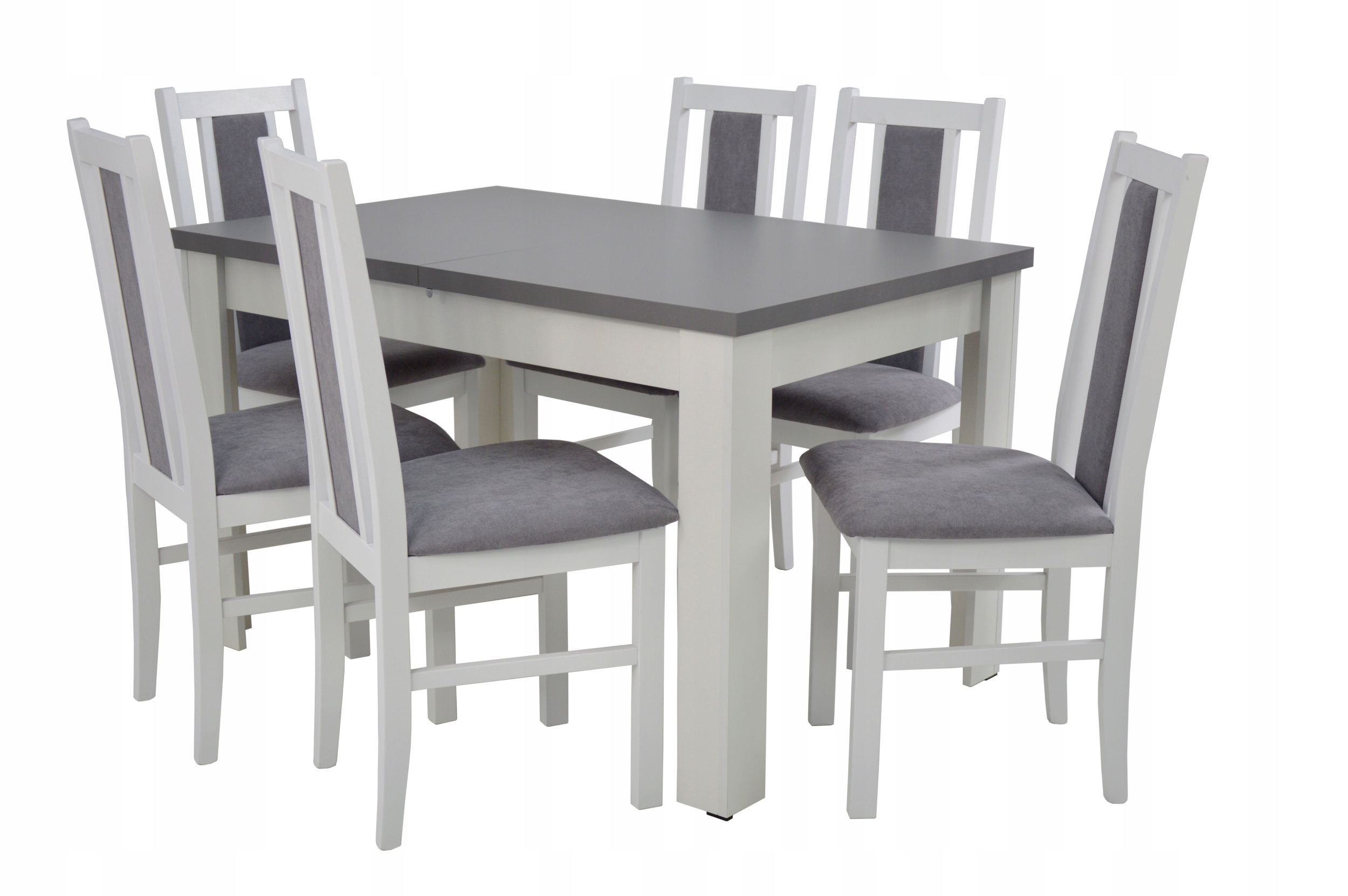 Zestaw 6 krzeseł i stół 80x120/160 cm SZARY