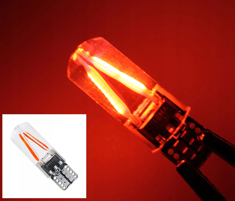 ŻARÓWKA LED COB FILAMENT W5W T10 12V 24V CZERWONA Producent inny