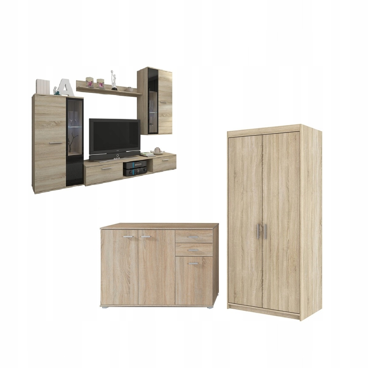 ZESTAW MEBLI: MEBLOŚCIANKA Oskar KOMODA SZAFA