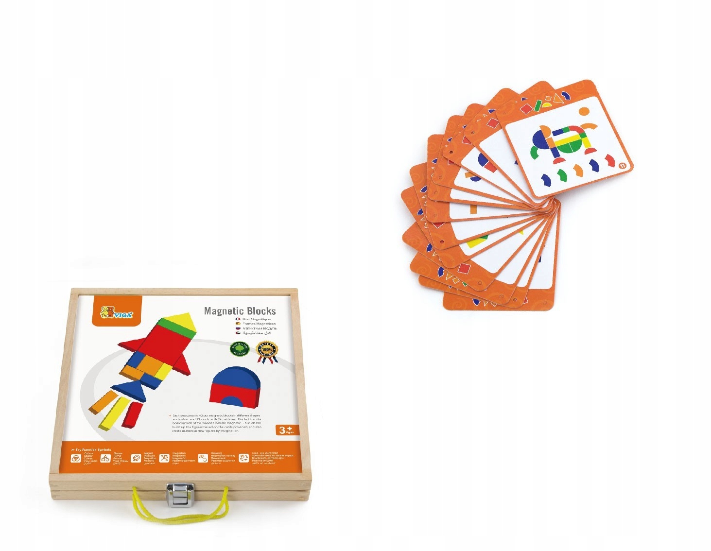 Dřevěný kufřík s magnetickými kostkami pro děti Viga