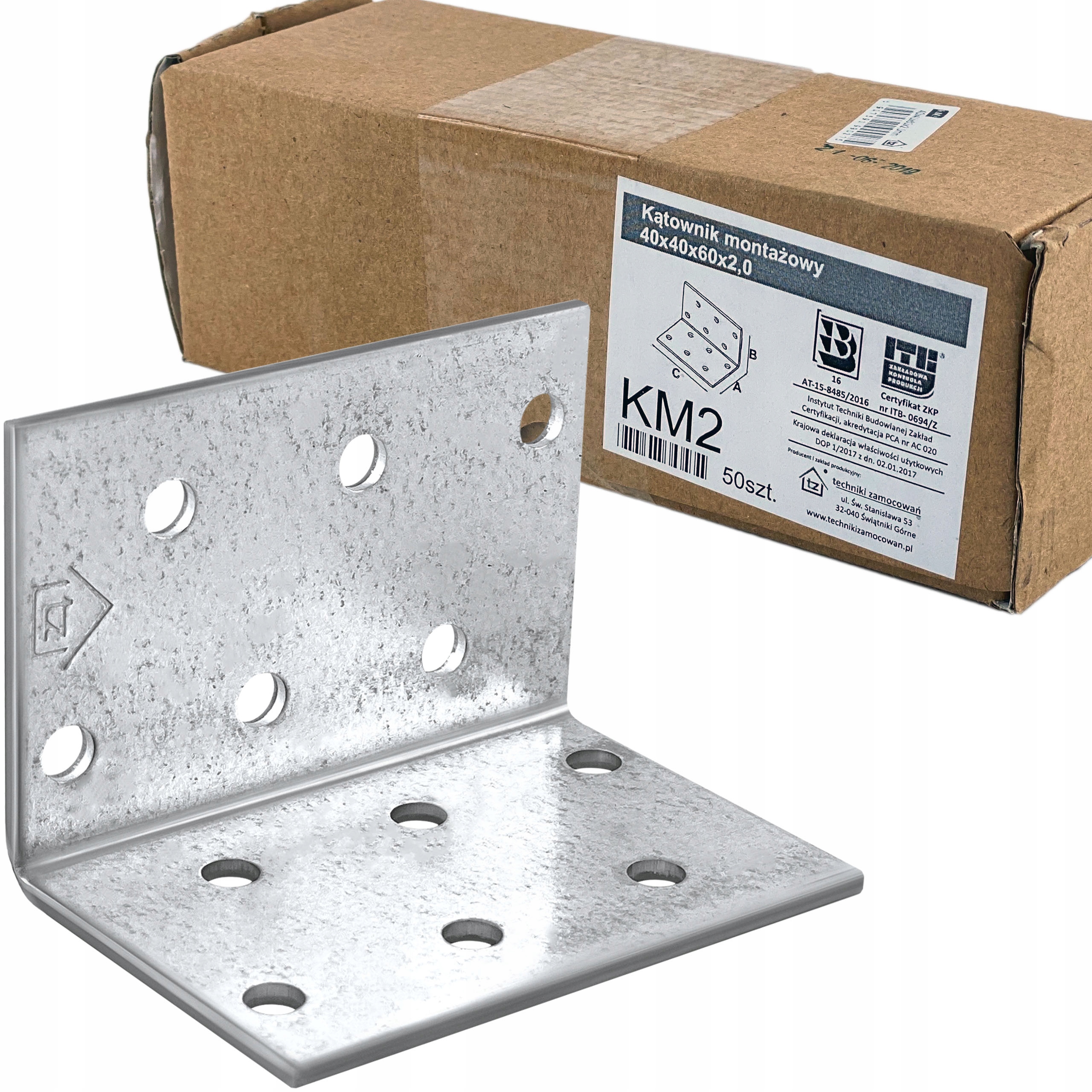 

Łącznik Kątownik Ciesielski KM2 40x40x60x2,0 50szt