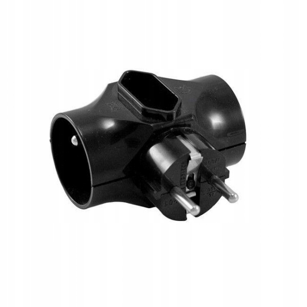 

Rozgałęźnik czarny 2x2P+Z+1x2P Elgotech R-201-2