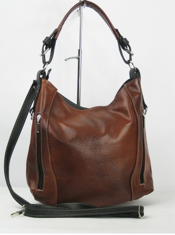 TOREBKA ZE SKÓRY LISTONOSZKA NA RAMIĘ - SKÓRZANA Wzór dominujący bez wzoru