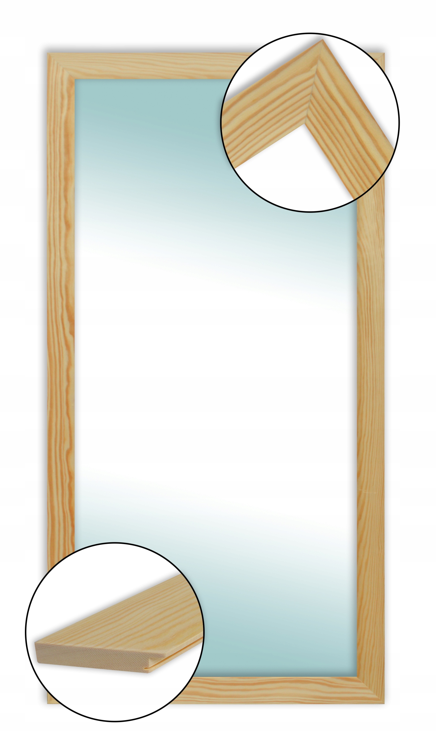 

Lustro w ramie Surowej Drewnianej 170x50 Boho