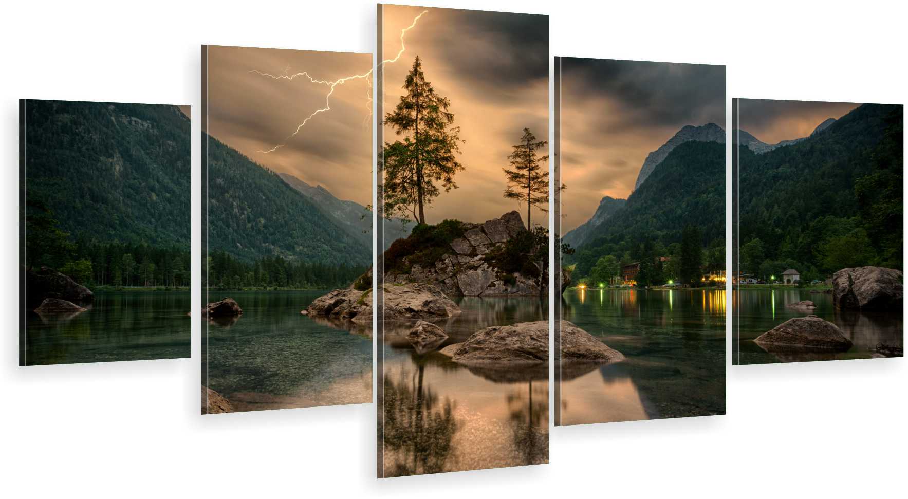 

Tryptyk 5-CZĘŚCI Na Ścianę Góry Jezioro Burza