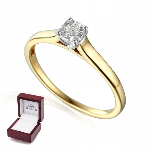 

Złoty Pierścionek Diament 0.09ct Próba 585
