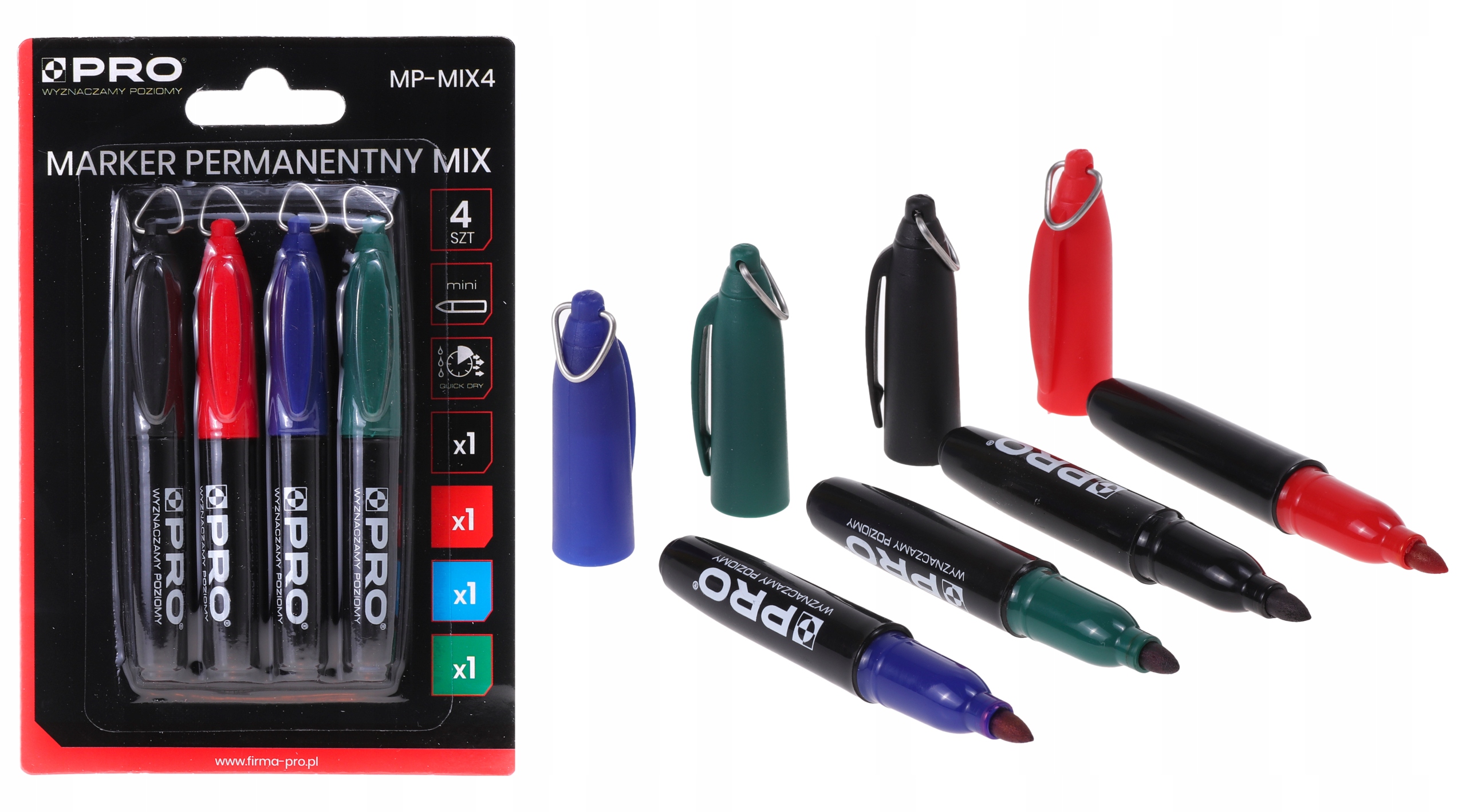 

Marker permanentny okrągły wodoodporny mix 4 szt.