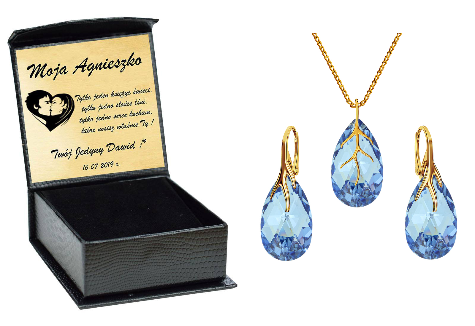 

Złoty Drapieżny Komplet Swarovski Srebro Grawer