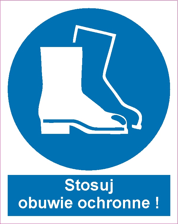 Naklejka PIKTOGRAM BHP, stosuj obuwie ochronne