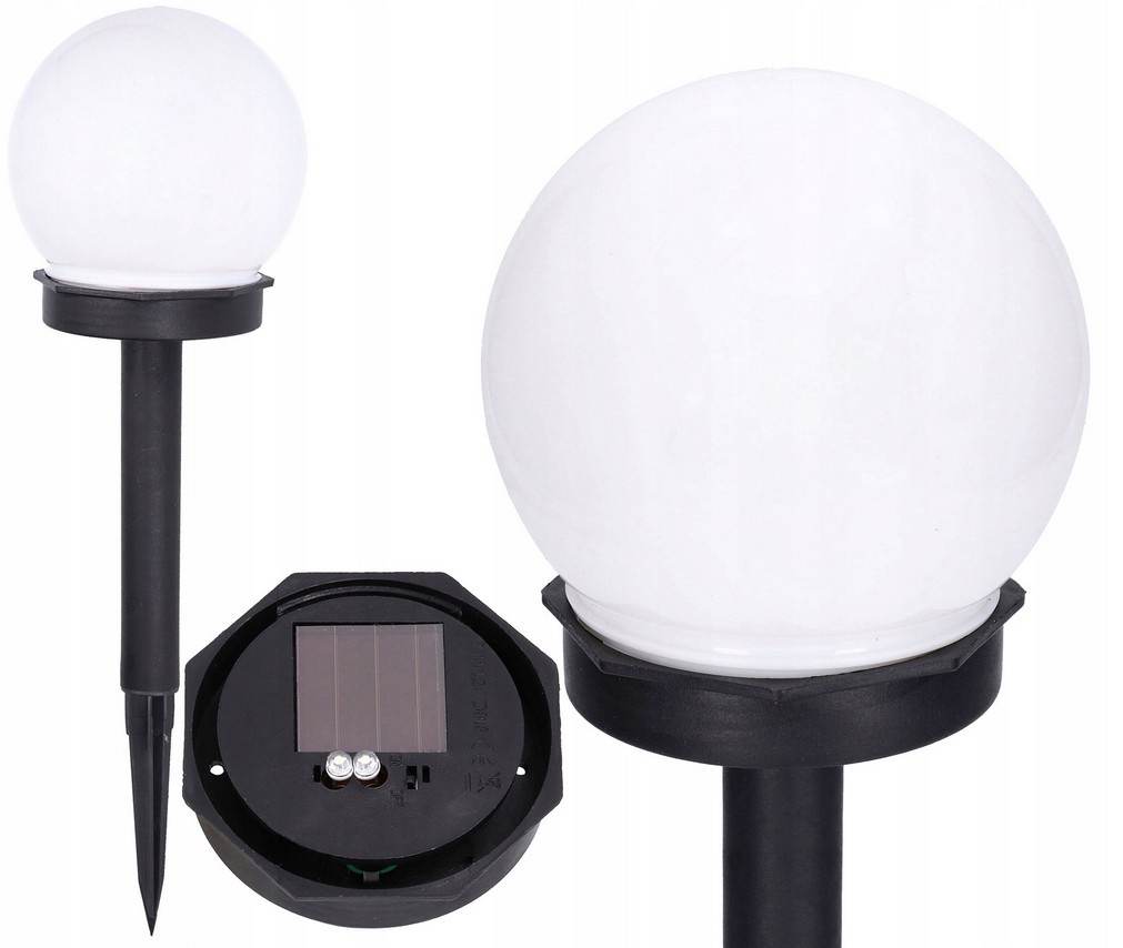 

Lampa Solarna Ogrodowa Biała Kula Biały 10 cm Led