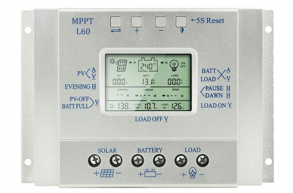 

60A Regulator Ładowania LCD 12V 24V Mppt Solarny
