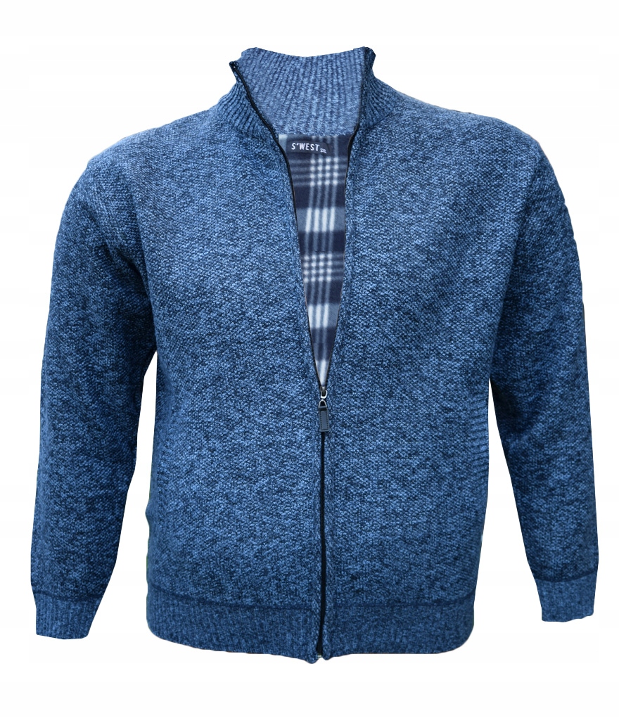 

03 033 Ciepły Sweter Na Polarze Niebieski roz. 4XL