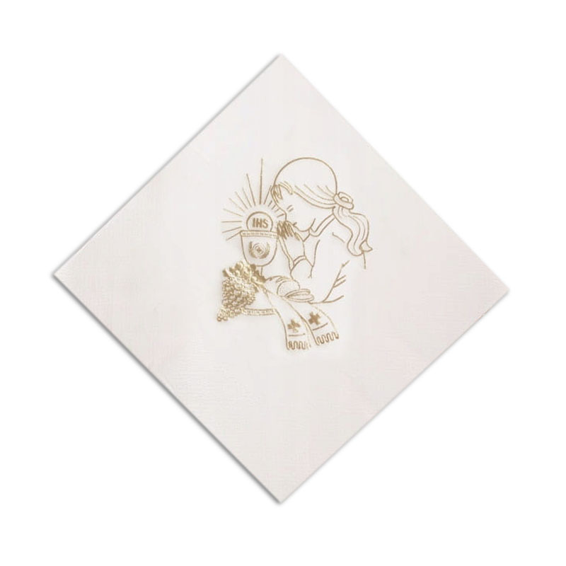 

Serwetki komunijne Dziewczyna 33x33 20szt Złocone