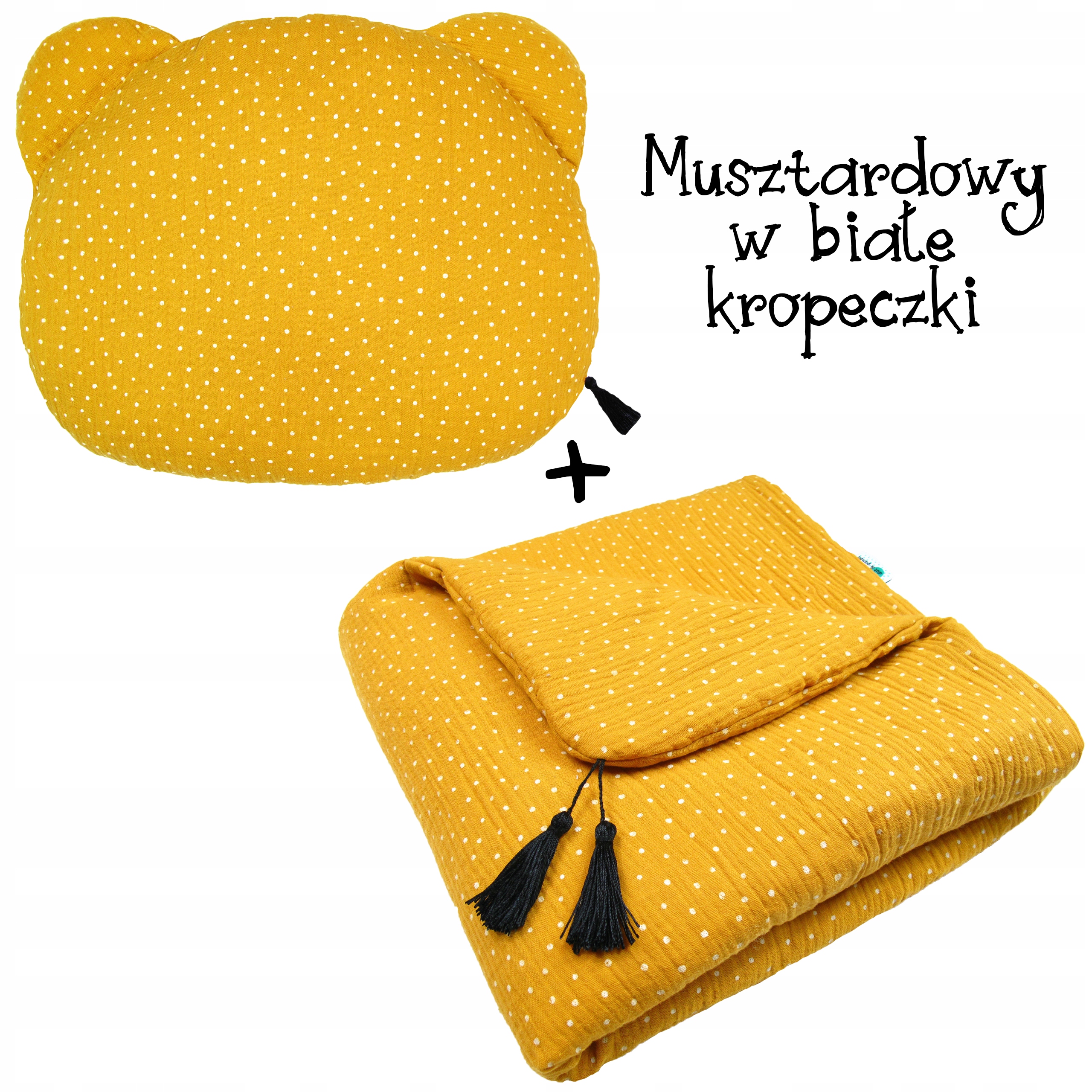 MUŚLINOWA kołderka + Misio podusia __ Kocyk 65x95 Płeć chłopcy dziewczynki