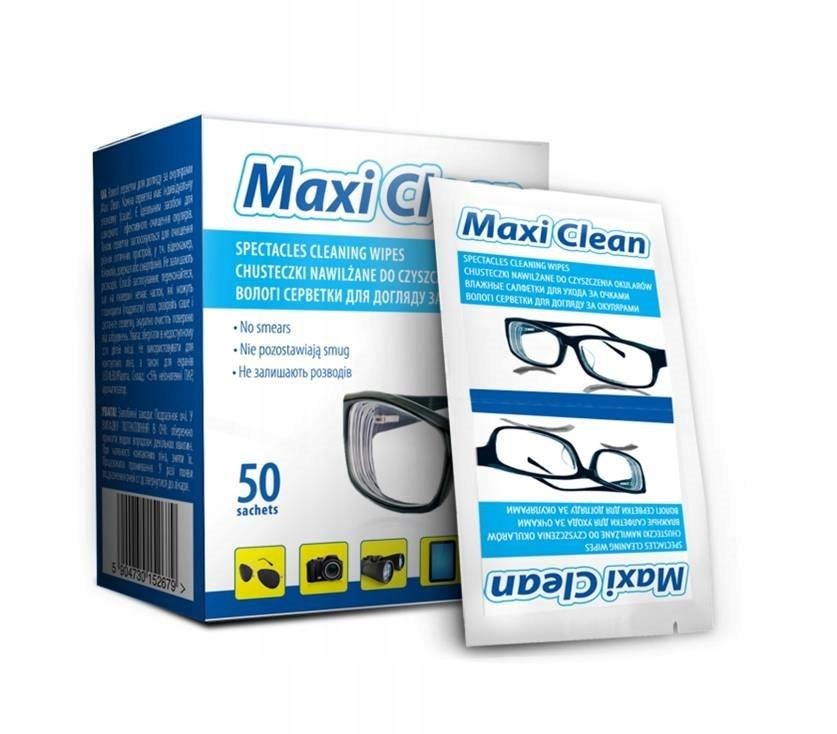 

Maxi Clean Chusteczki nawilżane - higiena okularów