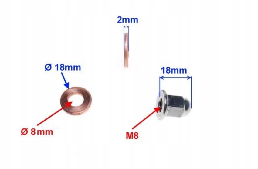 NAKRĘTKA KOŁPAKOWA SZPILKI CYLINDRA M8 8 mm Numer katalogowy części VC-M8-4021