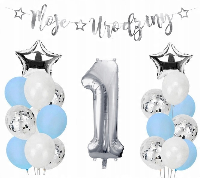 

Balony z konfetti na roczek Hel pierwsze urodziny