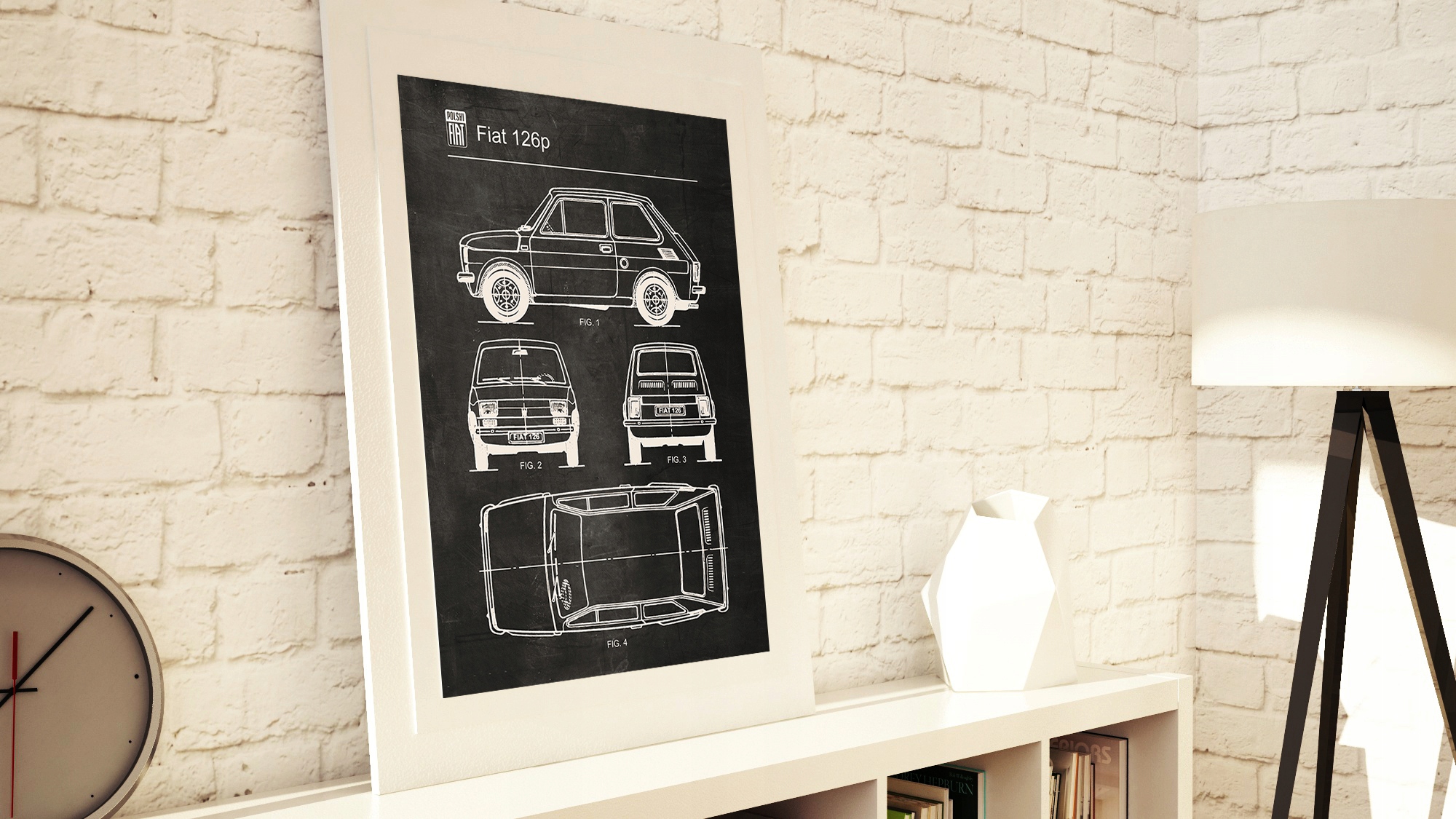 Plakat Fiat 126p Retro Patent Poster Schemat Tematyka motoryzacja