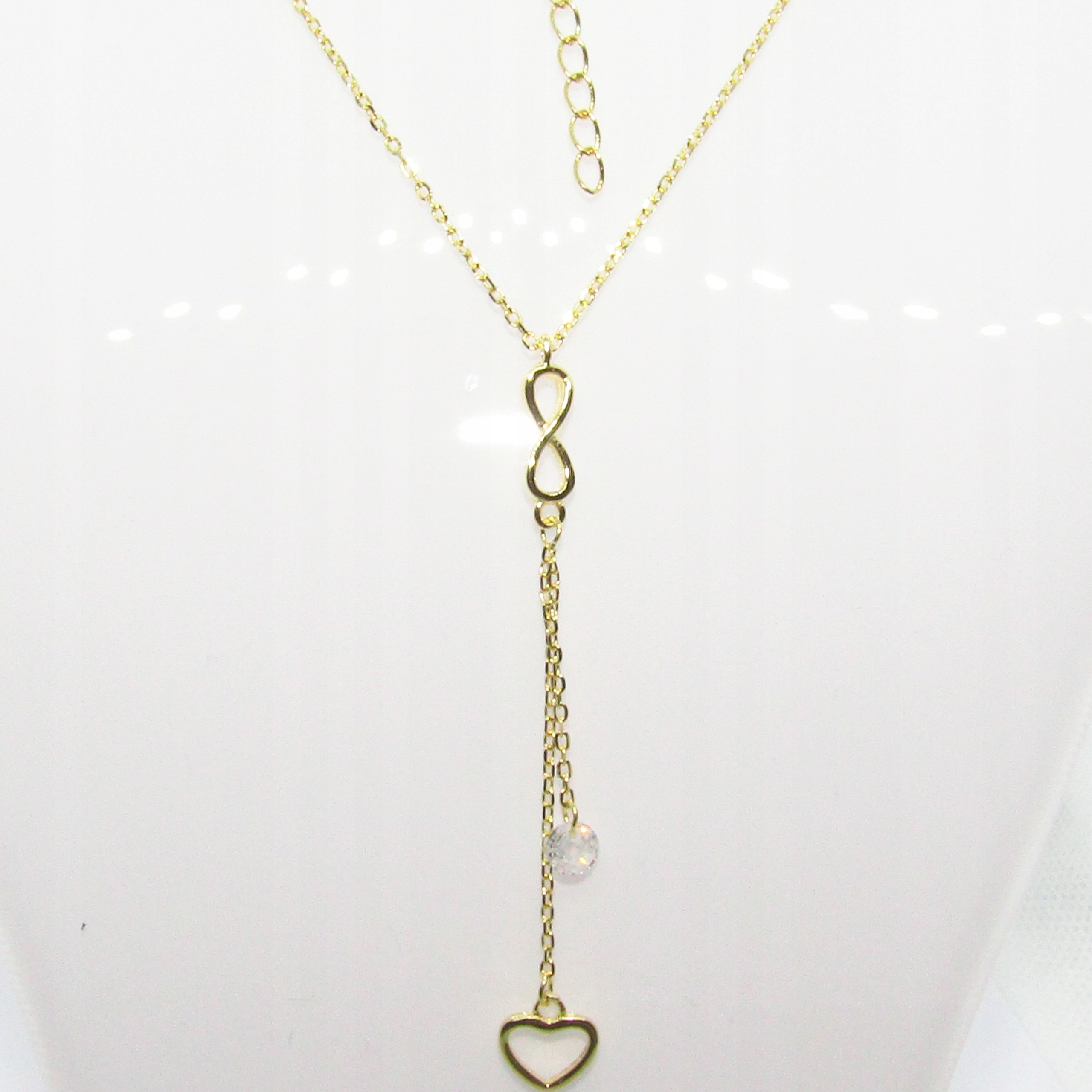 NASZYJNIK SERCE SREBRO 925 POZŁACANE 46 CM