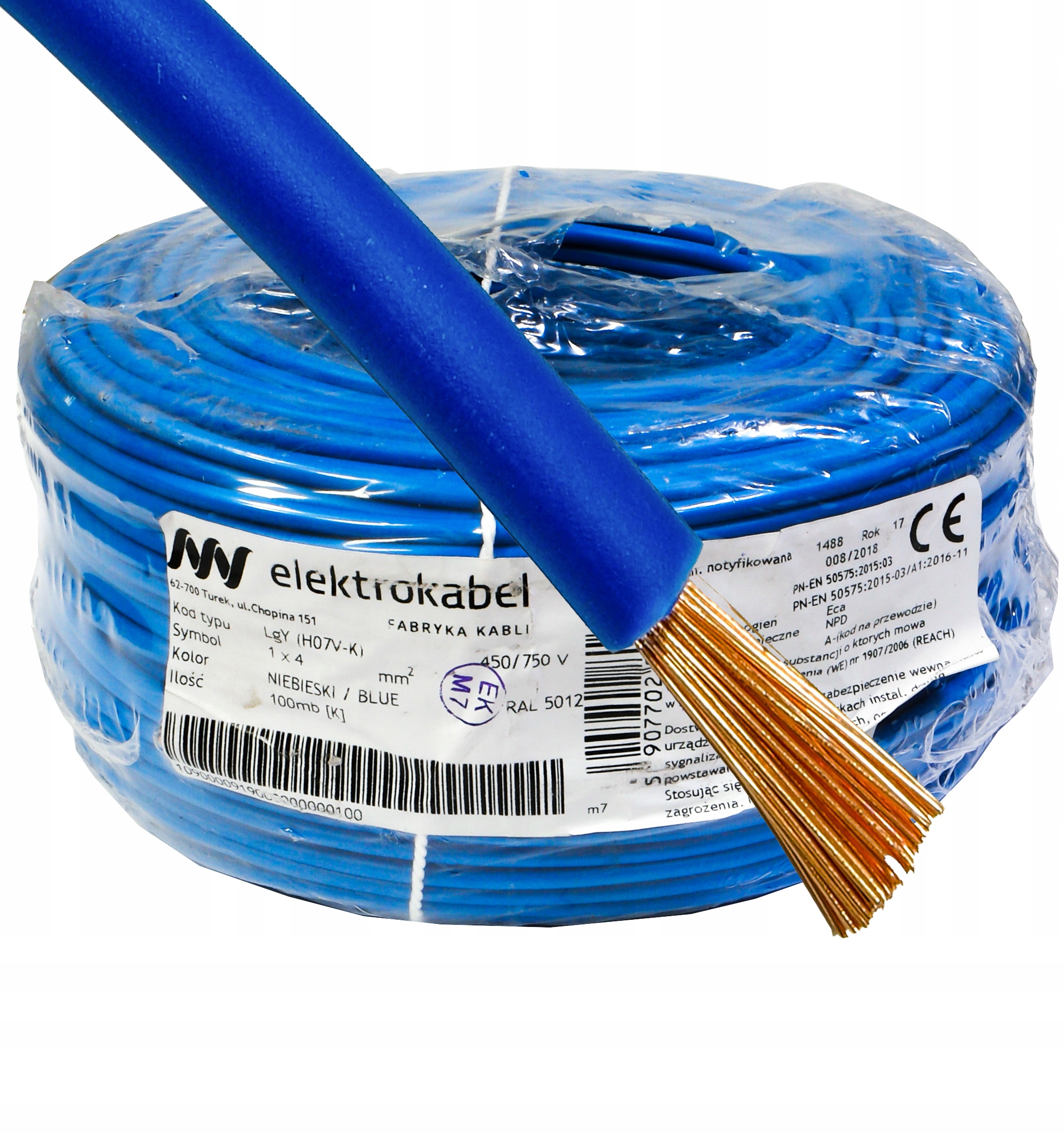 Kábel Lgy 1x 4 mm modrý 4 100 m