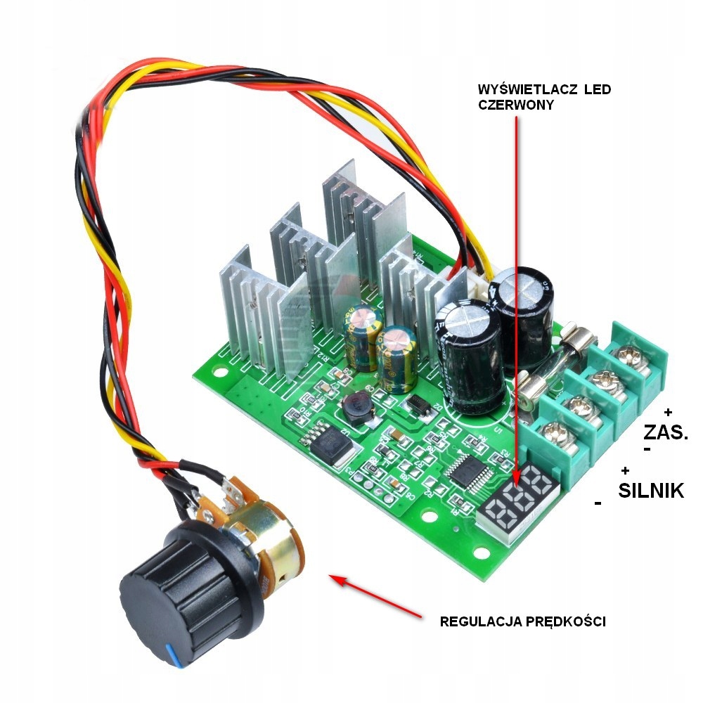 REGULATOR SILNIKA PWM 30A 6-60V DC WYSWIETLACZ LED Producent Inna