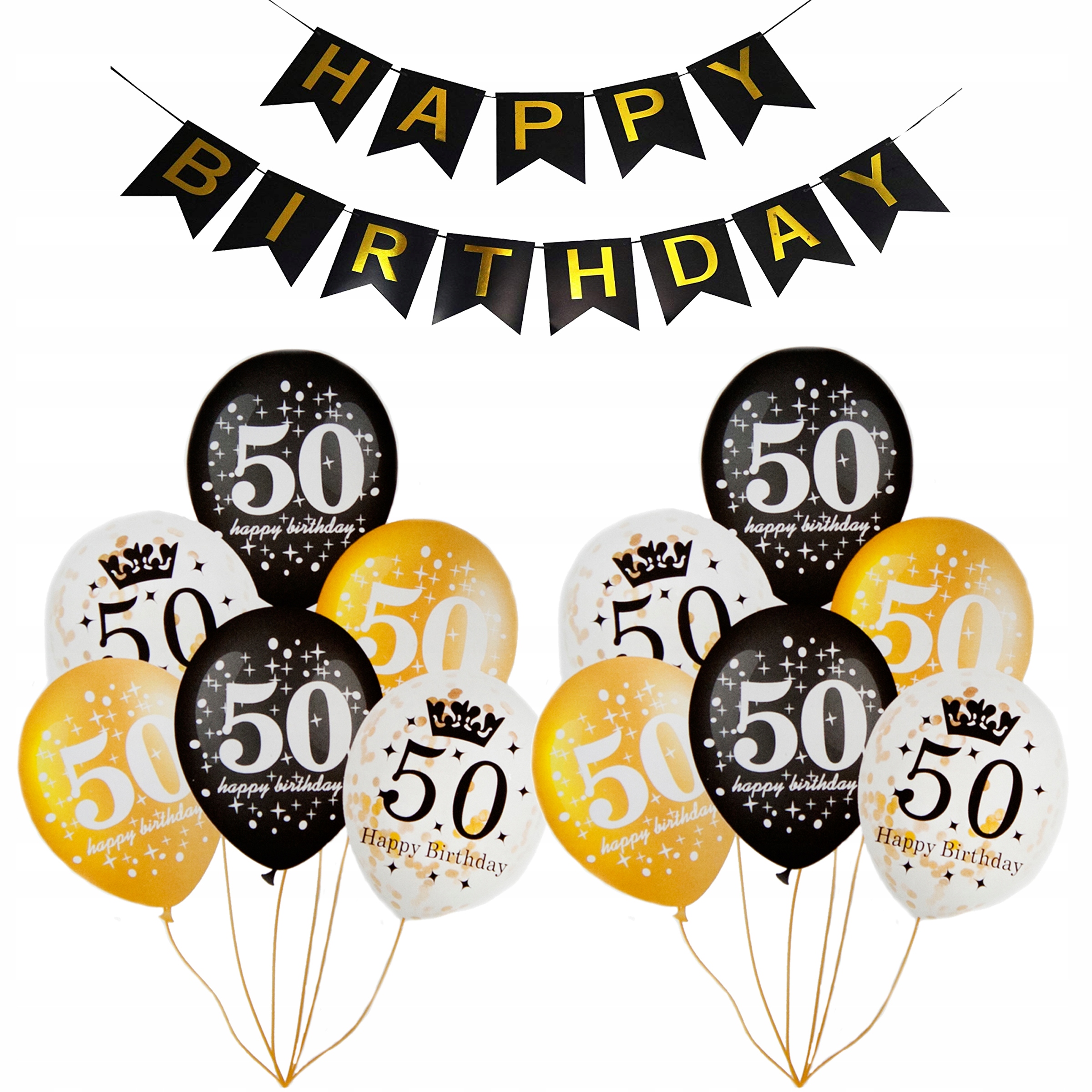 

Baner Happy Birthday i Balony na 50-te Urodziny