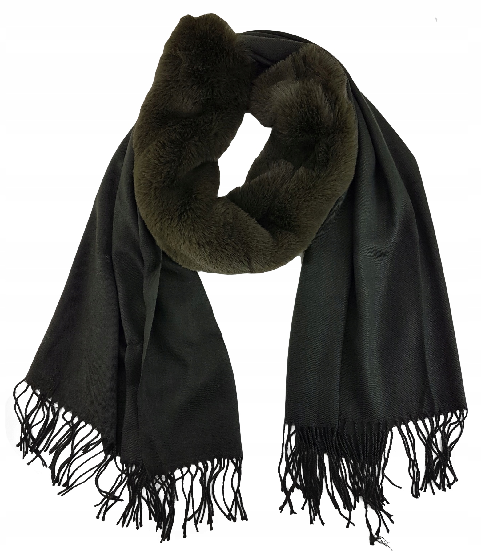 

Elegancki Szal szalik kaszmirowy Kaszmir Z Futrem