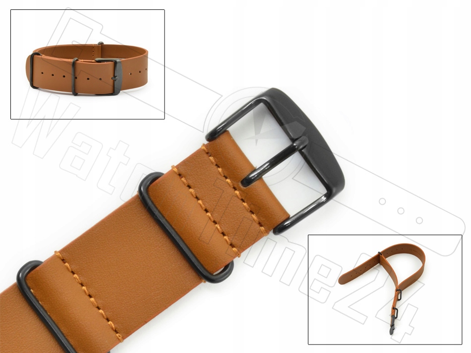 PASEK DO ZEGARKA NATO LEATHER PVD 20 BRĄZOWY 7070