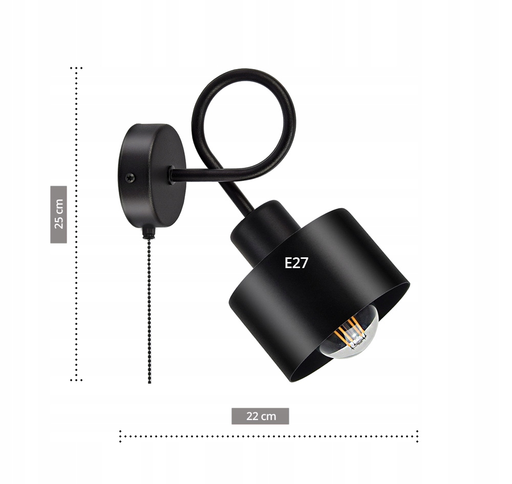 KINKIET ŚCIENNY NOWOCZESNY PĘTLA z włącznikiem LED Kolekcja 811