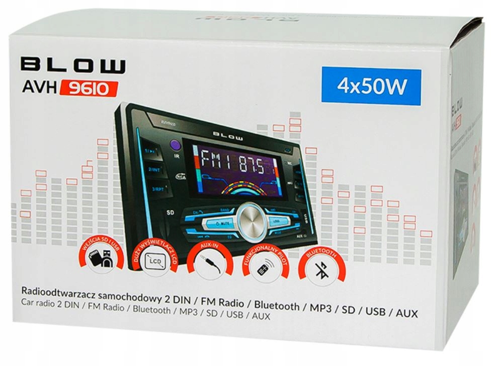 RADIO SAMOCHODOWE BLOW ZESTAW GŁOŚNOMÓWIĄCY BT USB Model 2DIN AVH-9106