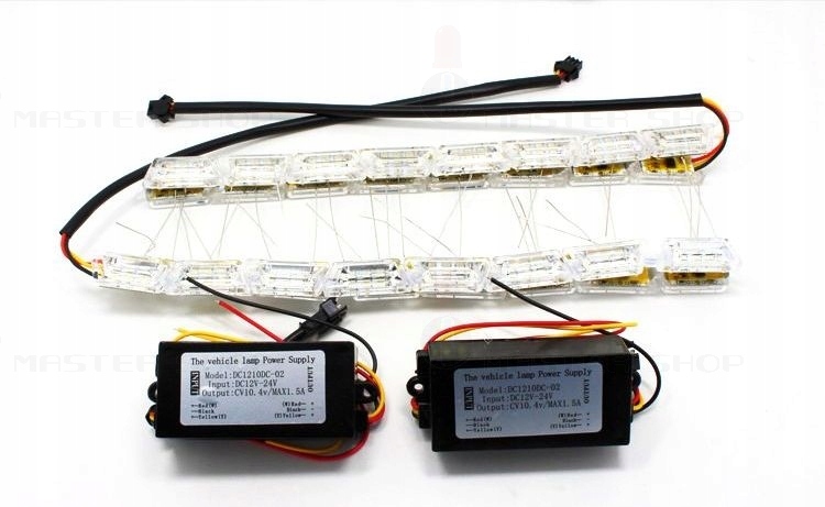 2w1 SWIATLA DZIENNE LED SKACZACY KIERUNKOWSKAZ DRL Installation side front