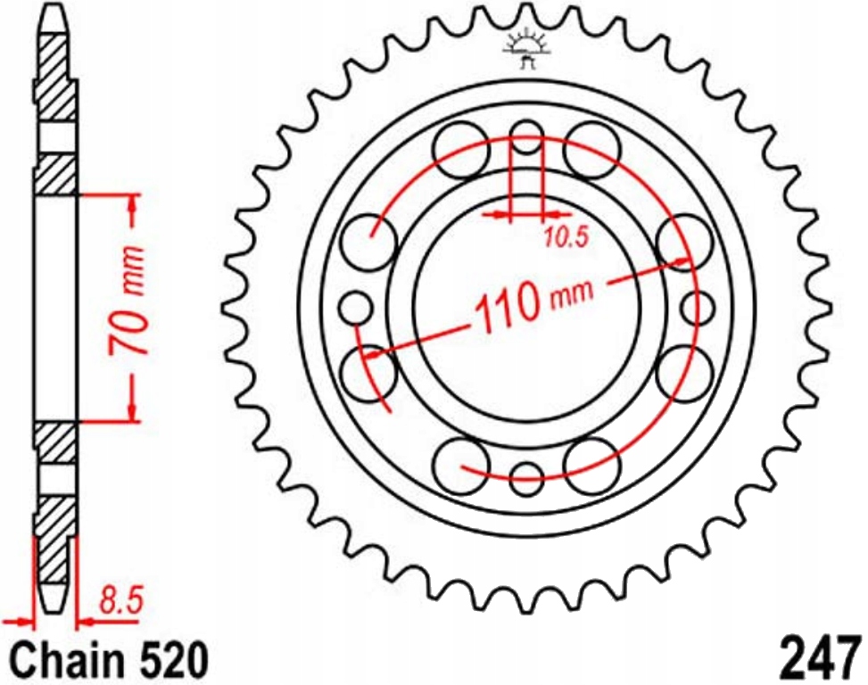 Zadní ozubení Honda CM 400 T Custom 82-83 Nové