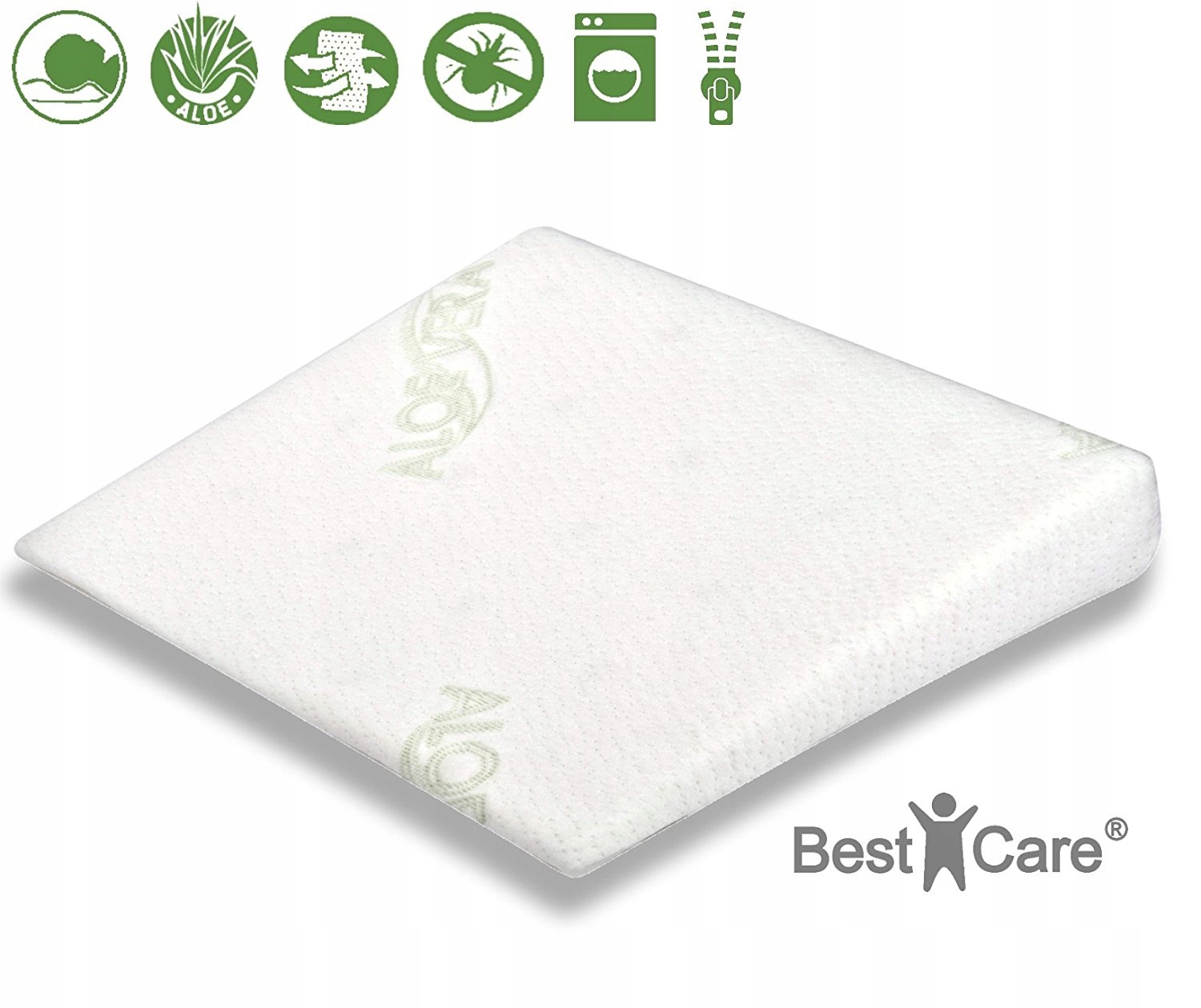 BestCare Poduszka na łóżko 60 x 36 x 7 cm, poduszka podwyższająca siedzisko