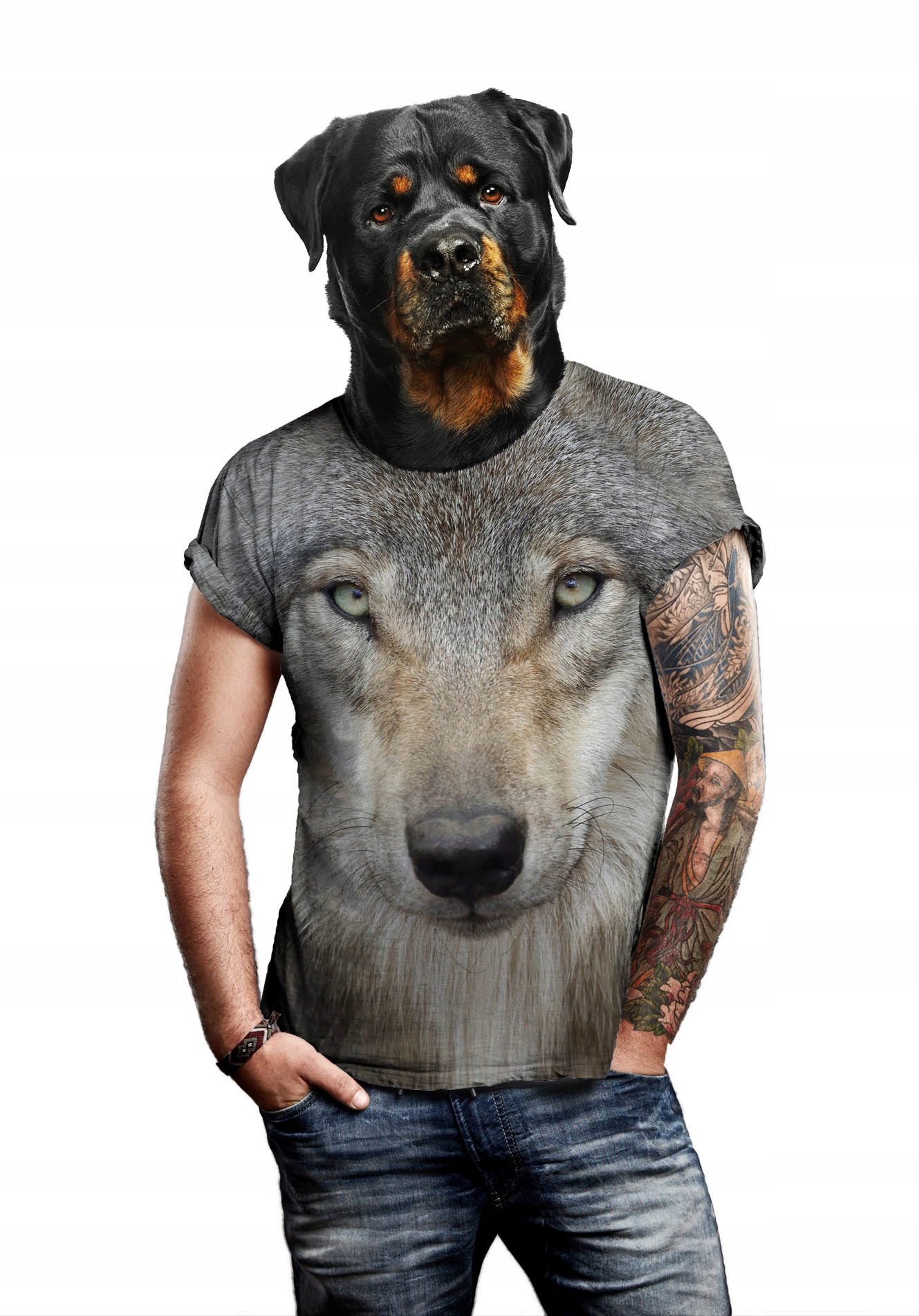 

Koszulka Fulprint Szary Wilk XXL Yoga T-shirty Fit