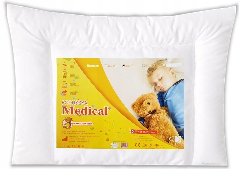PODUSZKA PŁASKA 40x60 DLA DZIECKA NIEMOWLAKA 95°C