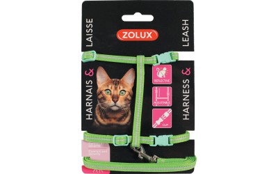 SZELKI+SMYCZ DLA KOTA ZESTAW SPACEROWY KOT ZIELONY