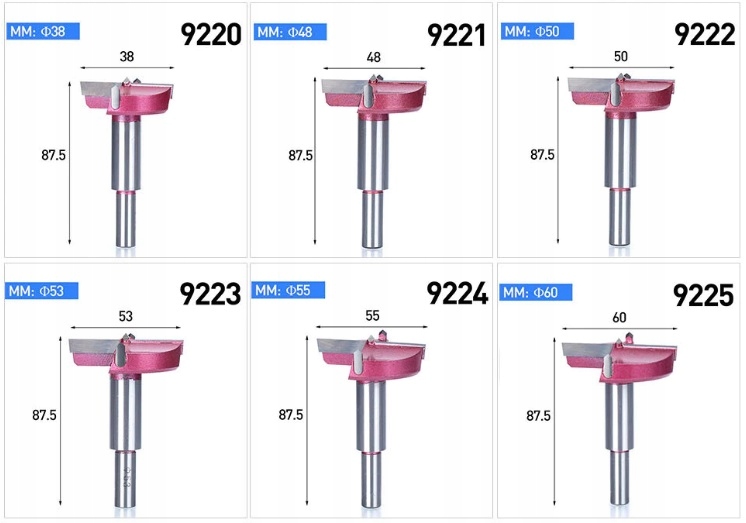 Frez puszkowy do drewna MDF 53mm węglik 9223 długi Kod producenta 9223
