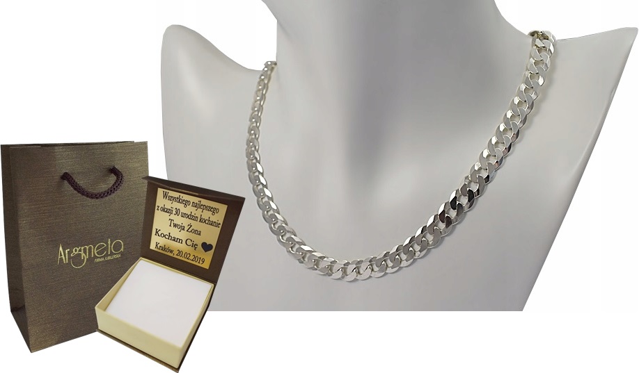 

Łańcuszek Srebrny Męski Pancerka 7,5 MM. Grawer