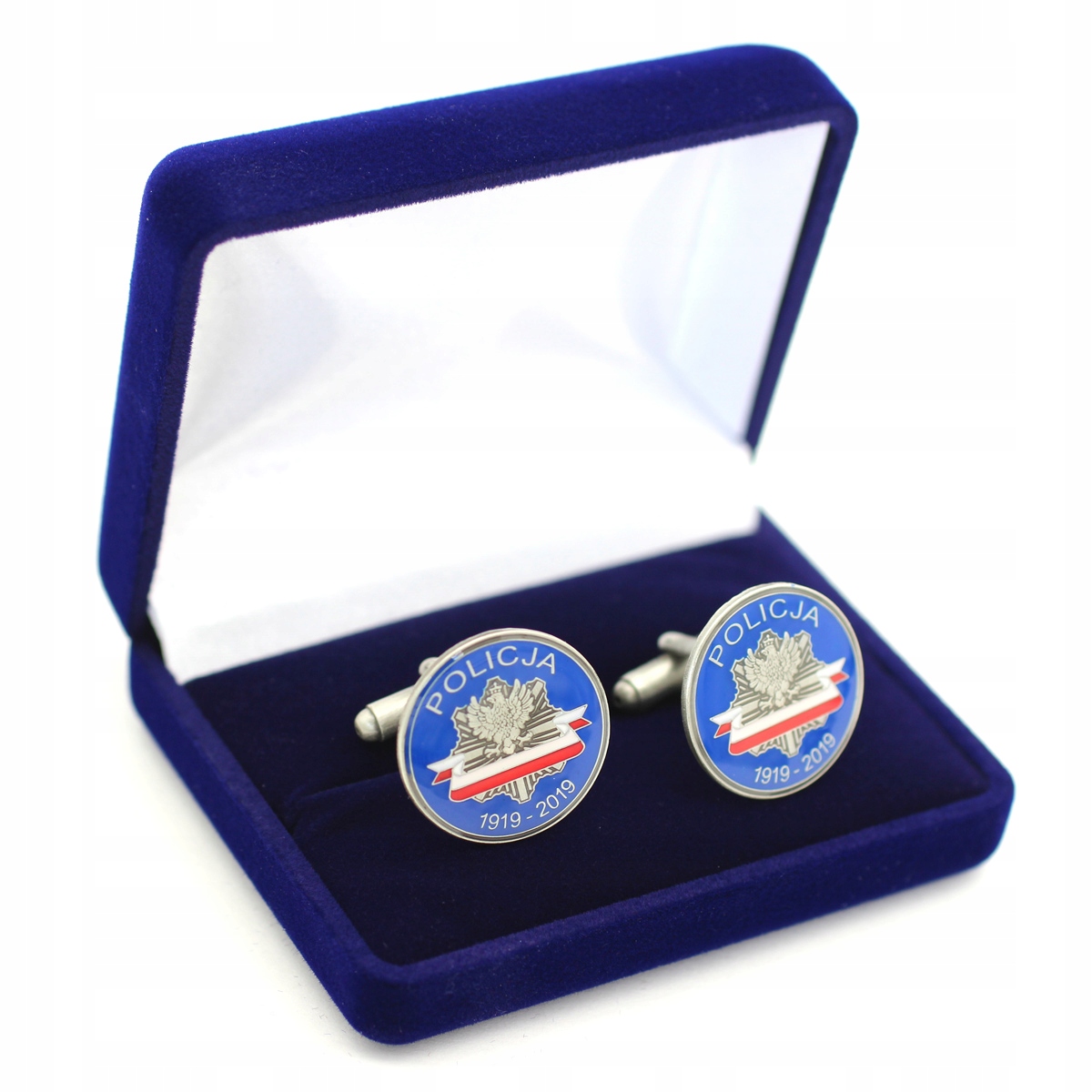 

Spinki do mankietów z etui 100 lat Policji