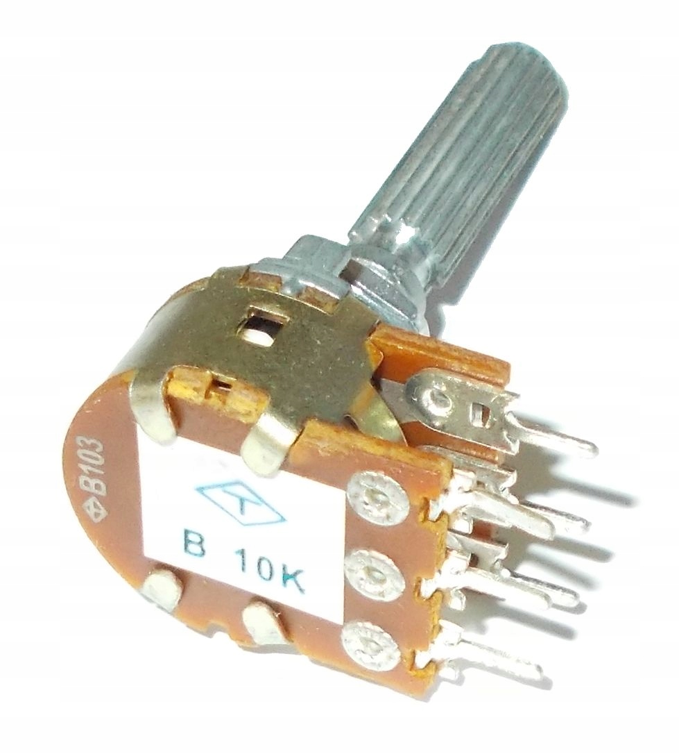 

Potencjometr Obrotowy 2x 10k B10k oś 30mm (3837)