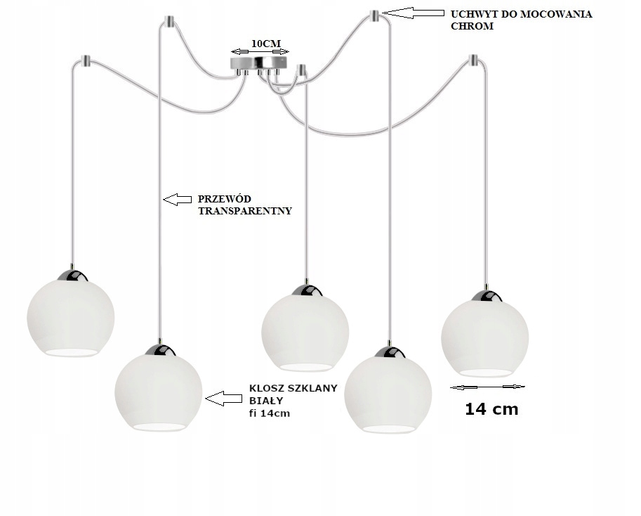 NOWOCZESNA LAMPA WISZĄCA ,PAJĄK ŻYRANDOL KULA 1000 Zasilanie sieciowe