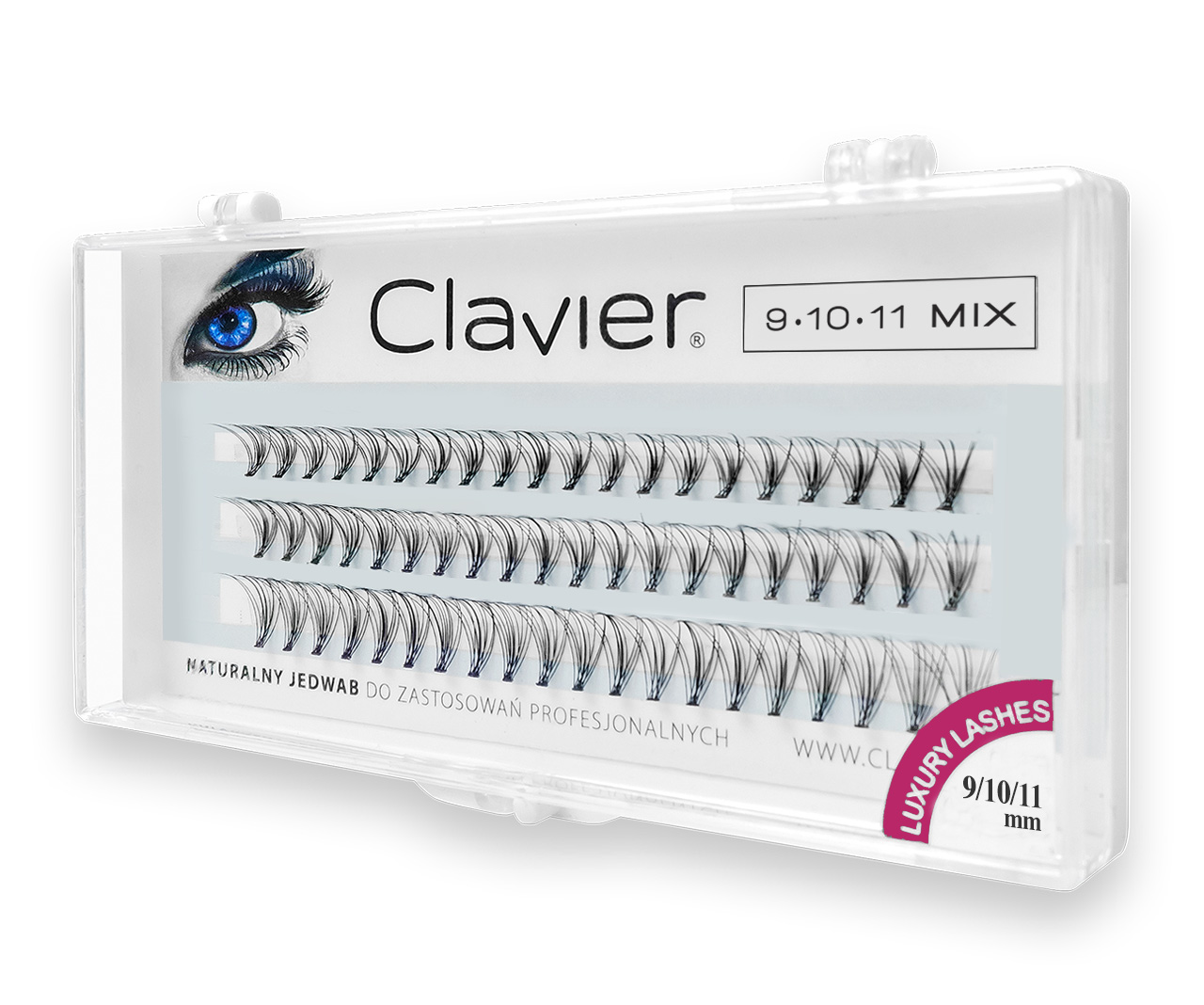 KĘPKI RZĘSY CLAVIER JEDWABNE NATURALNE MIX 9/10/11