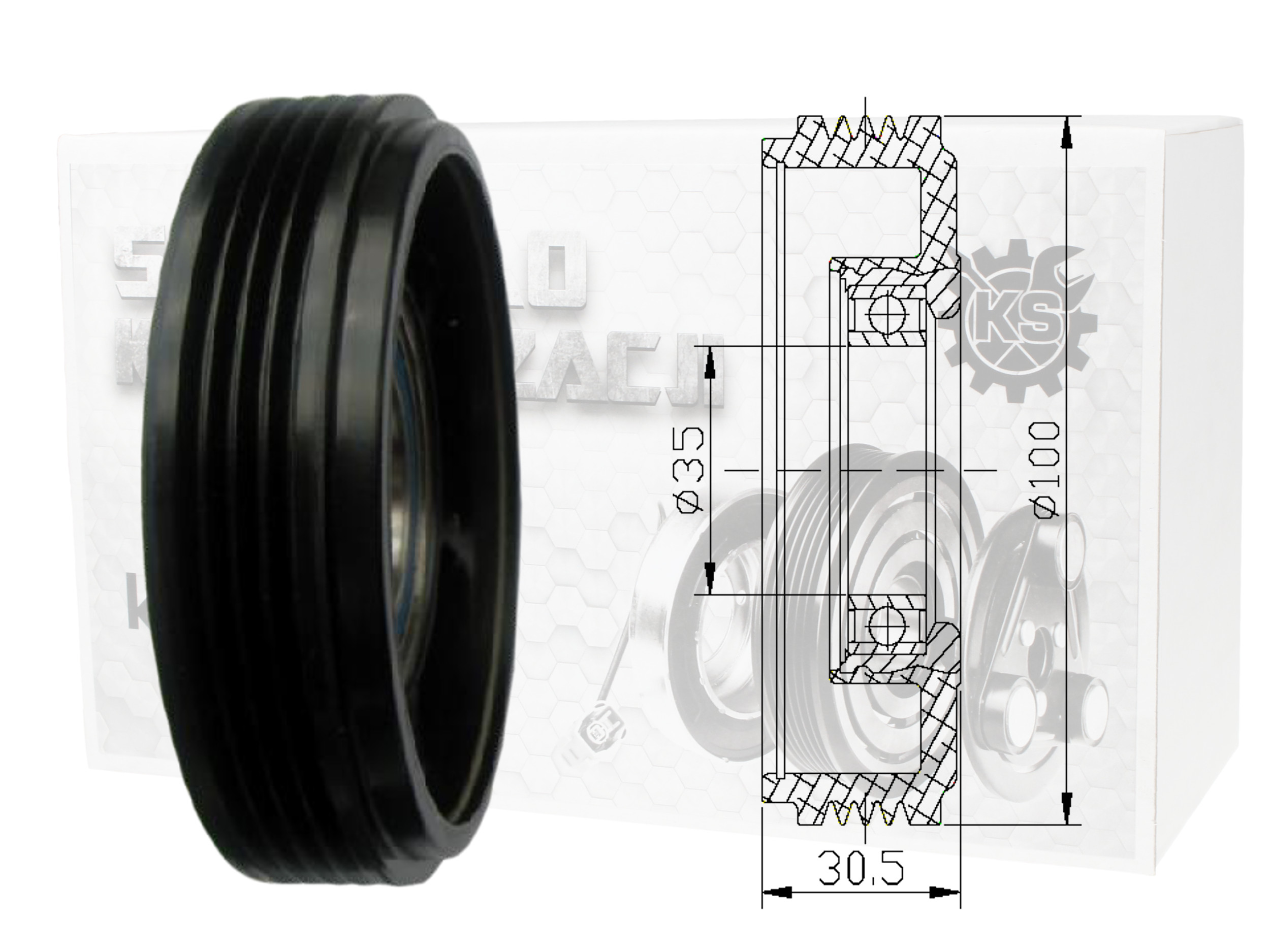 SPRZĘGŁO SPRĘŻARKI KOMPRESORA DENSO 4PK 100MM BMW EAN (GTIN) 5903876935351