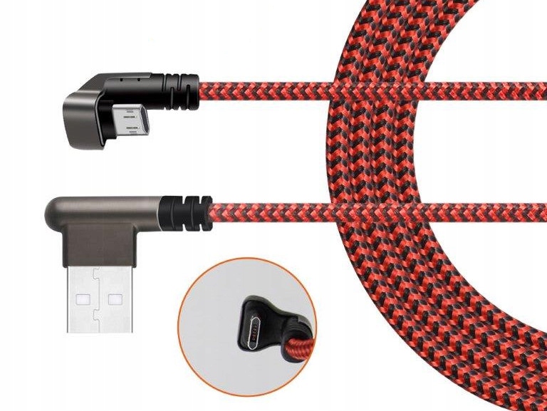 

Przyłącze wtyk micro Usb na wtyk Usb A 0,8m kątowe