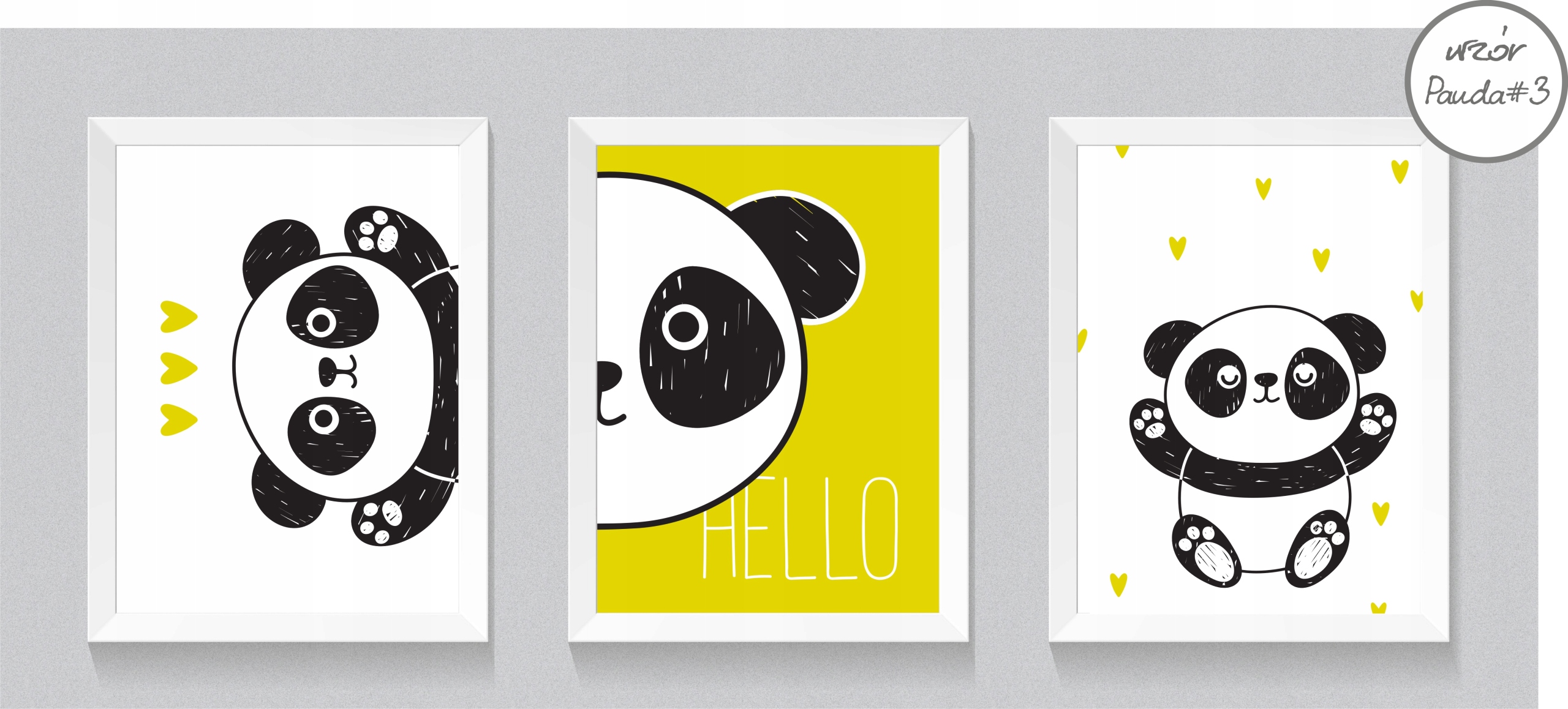 PANDA zestaw TRZECH obrazków plakatów A3 + RAMKI! Bohater / Bajka Inny